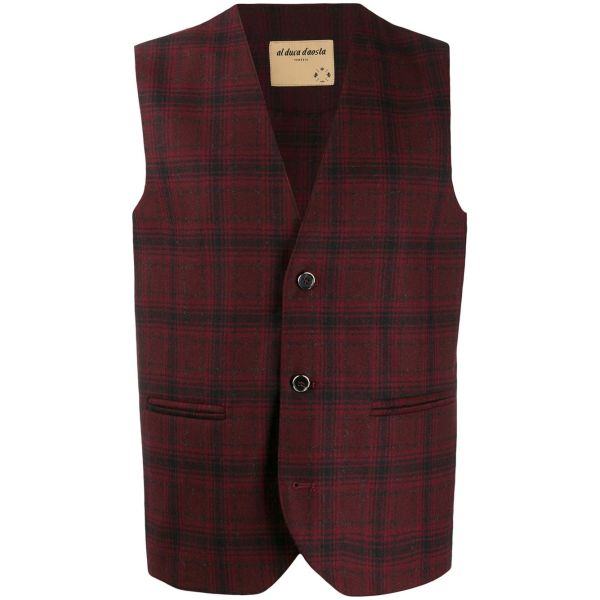 Red Tartan Knit Waistcoat